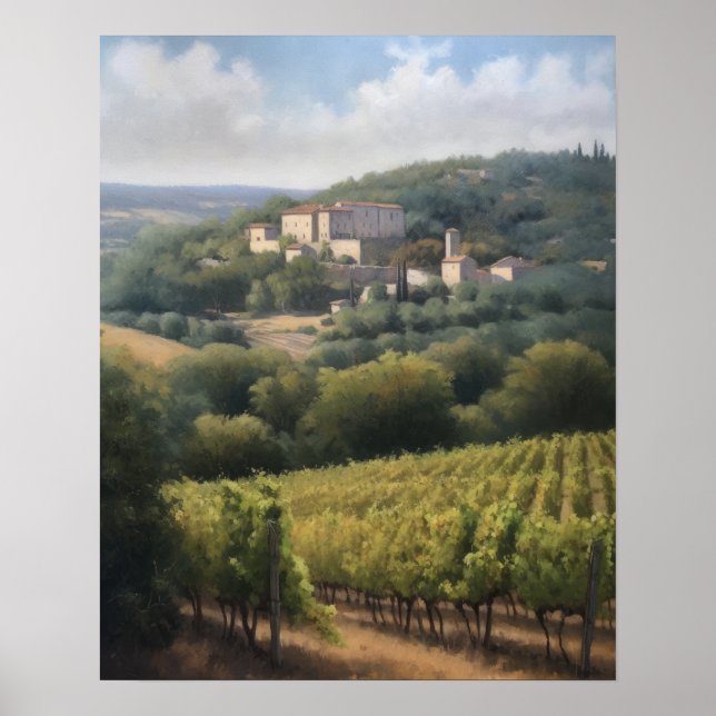 French Vineyard Landscape Art Print Poster (Front)