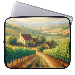 French Vineyard Oil Painting Decoupage Laptop Sleeve