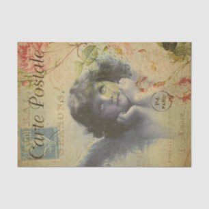 French Vintage Angel and Rose Decoupage Tissue Paper