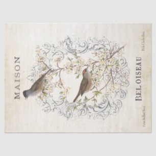 French Vintage Bird Nest Maison Frame Decoupage    Tissue Paper