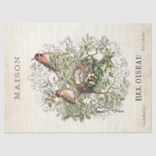 French Vintage Bird Nest Maison Frame Decoupage Tissue Paper