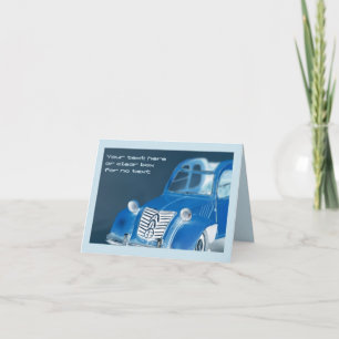 French vintage classic car, colour inversion photo card