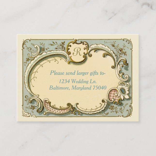 French Vintage Custom Bridal Shower Enclosure Card (Front)