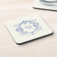 French Vintage Floral Double Monogram Wedding