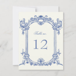 French Vintage Floral Wedding Table Number