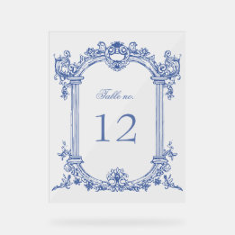 French Vintage Floral Wedding Table Number Acrylic Sign