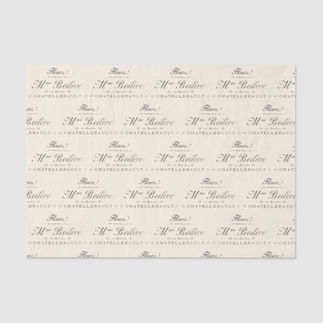 French Vintage Florist Sign Tissue Paper (Front)