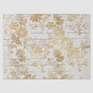 French Vintage Gold Floral Decoupage Tissue Paper
