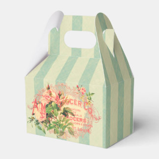 French Vintage, Pink and Advertising Postcard Favor Box