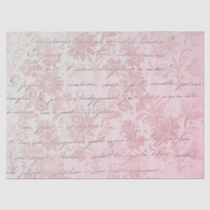 French Vintage Pink Floral Decoupage Tissue Paper