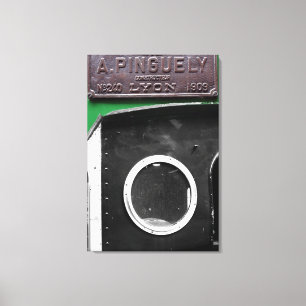 French Vintage Plaque 1909 Steam Engine Canvas