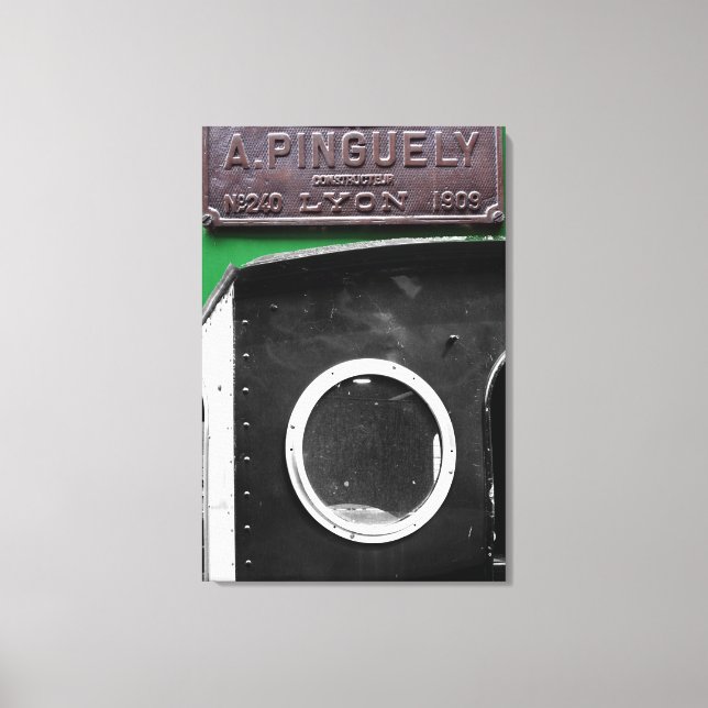 French Vintage Plaque 1909 Steam Engine Canvas Print (Front)