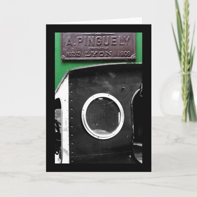 French Vintage Plaque 1909 Steam Engine Card (Front)