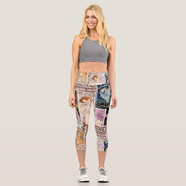 French Vintage Poster Art Collage Personalize Capri Leggings (Front)