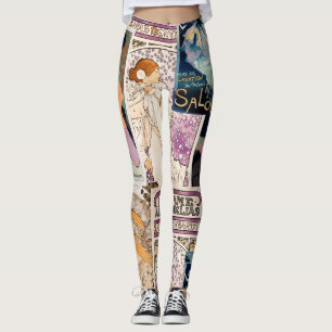 French Vintage Poster Art Collage Personalize Leggings