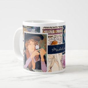 French Vintage Poster Art Collage Personalized Large Coffee Mug
