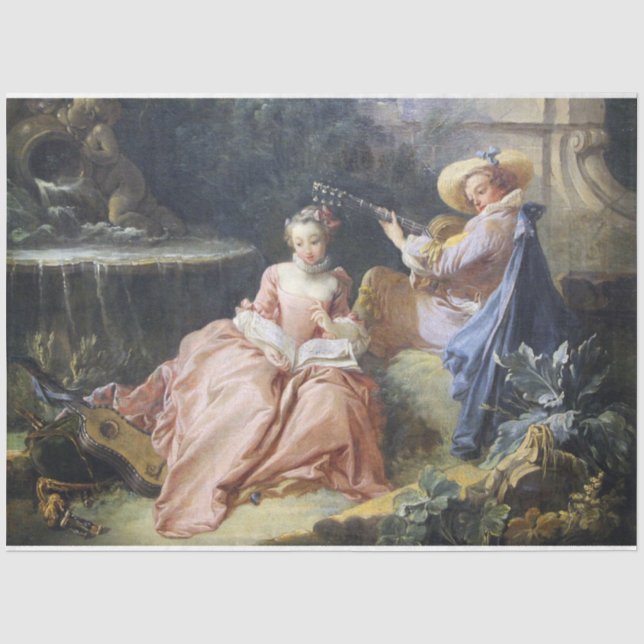 French Vintage Rococo Painting Decoupage Tissue Paper (Front)