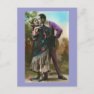 French Vintage Romantic Kiss Postcard