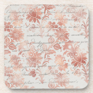 French Vintage Rose Gold Floral Coaster
