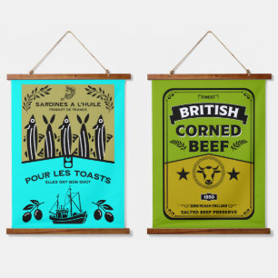French Vintage Sardine Kitchen Hanging Tapestry