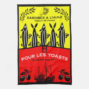French Vintage Sardine Kitchen Towel