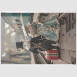 French Vintage Travelling Mice Decoupage  Tissue Paper