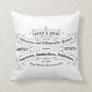 french vintage typography shabby chic cushion