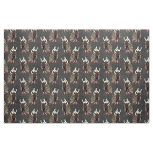 French Vintage Woman with Wine on Black Fabric