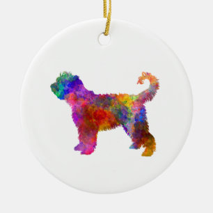 French Water Dog in watercolor Ceramic Ornament