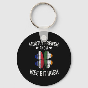 French Wee Bit Irish  Fun France Patrick Day Gifts Keychain