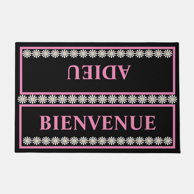 French welcome farewell bienvenue adieu doormat (Front)