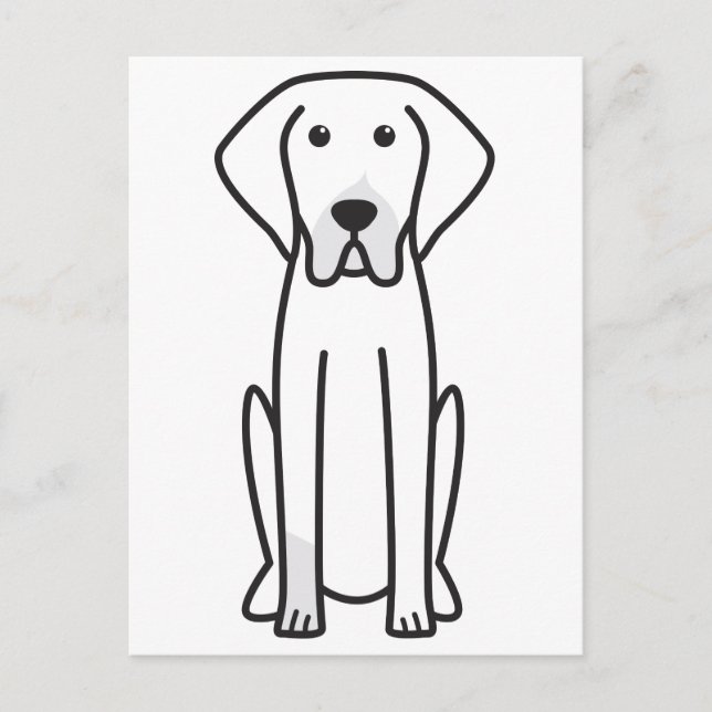 French White and Black Hound Dog Cartoon Postcard (Front)