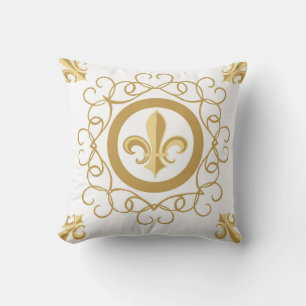 French White Reversible Throw Pillow
