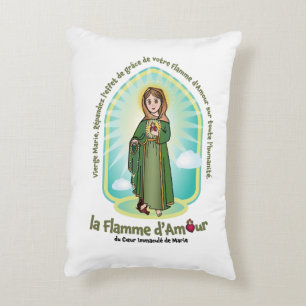 French WHT Bg Kids FOL Mary Icon + Unity Prayer  Accent Pillow