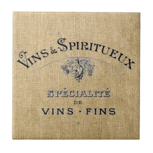 French Wine on Burlap Tile