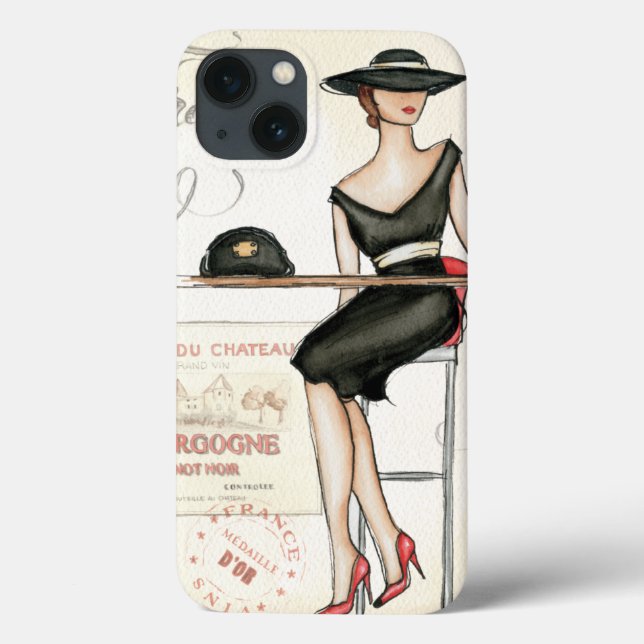 French Woman Drinking Red Wine Case-Mate iPhone Case (Back)