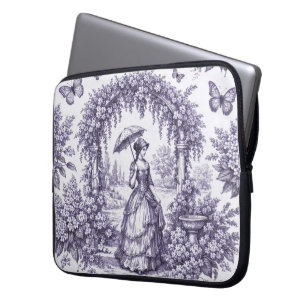 French Woman In a Garden Toile de Jouy Laptop Sleeve