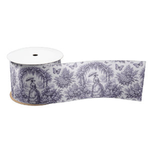 French Woman In a Garden Toile de Jouy Satin Ribbon