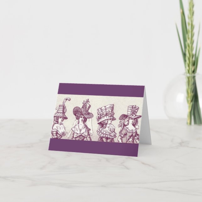 French Women in Hats Antique Note Card (Front)