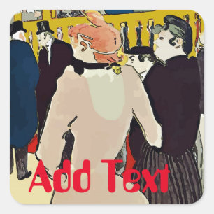 French Women Walking, add text, Square Sticker