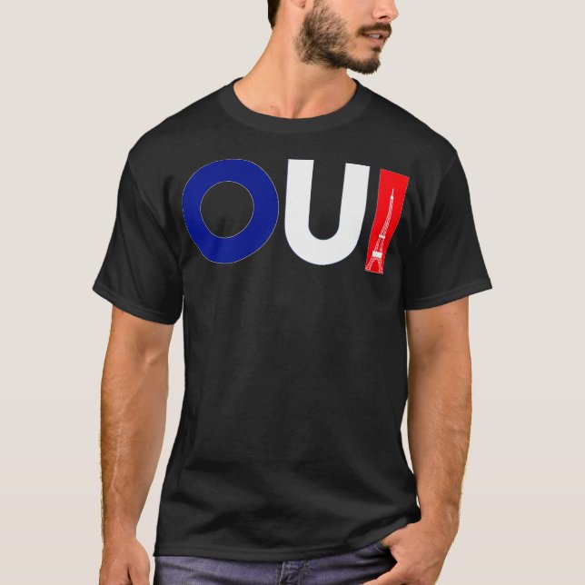 French Word Oui Meaning Yes Funny French Teacher G T-Shirt (Front)