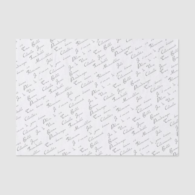 French Words Script Decoupage Pattern Tissue Paper (Front)