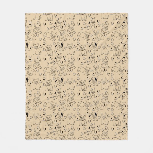 Frenchie and Bones Fleece Blanket (Front)