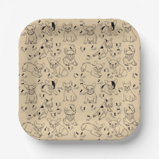 Frenchie and Bones Paper Plate