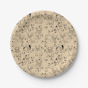 Frenchie and Bones Paper Plate