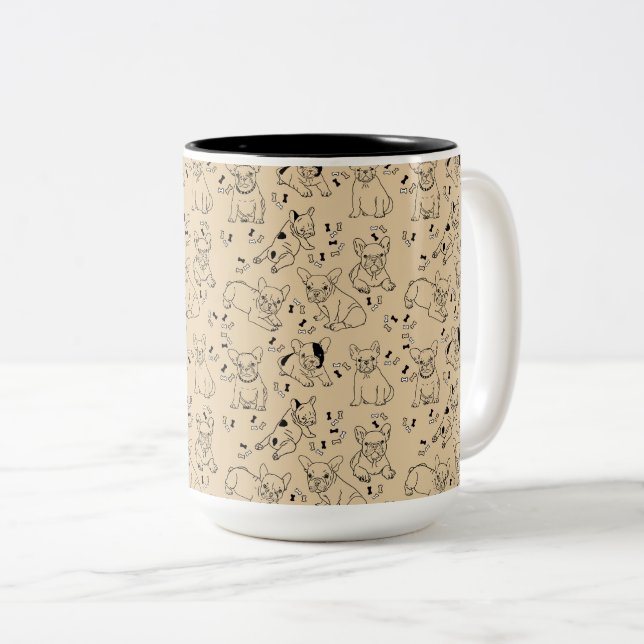 Frenchie and Bones Two-Tone Coffee Mug (Front Right)