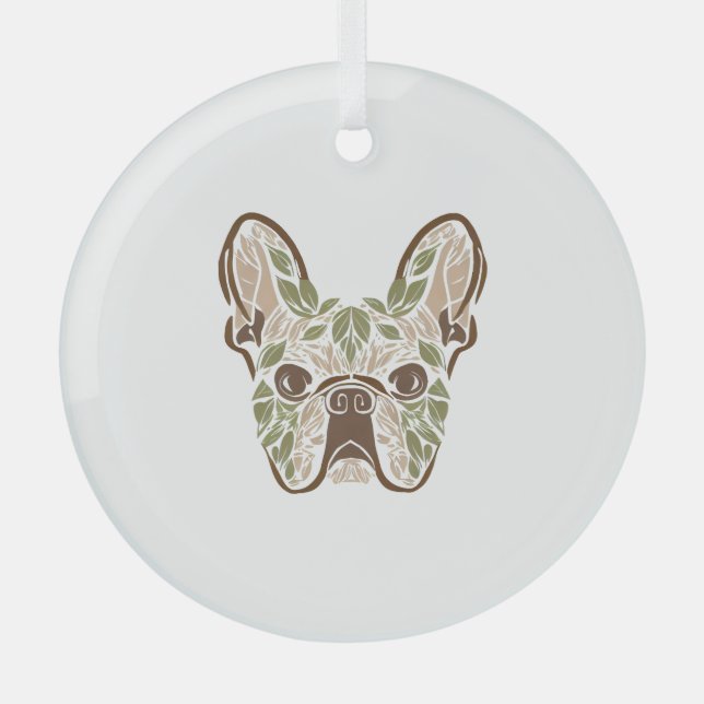 Frenchie art glass ornament (Front)
