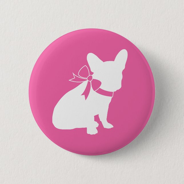 Frenchie Baby Shower French Bulldog Pink 2 Inch Round Button (Front)