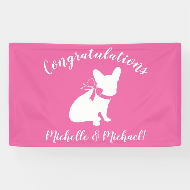Frenchie Baby Shower French Bulldog Pink Banner (Horizontal)