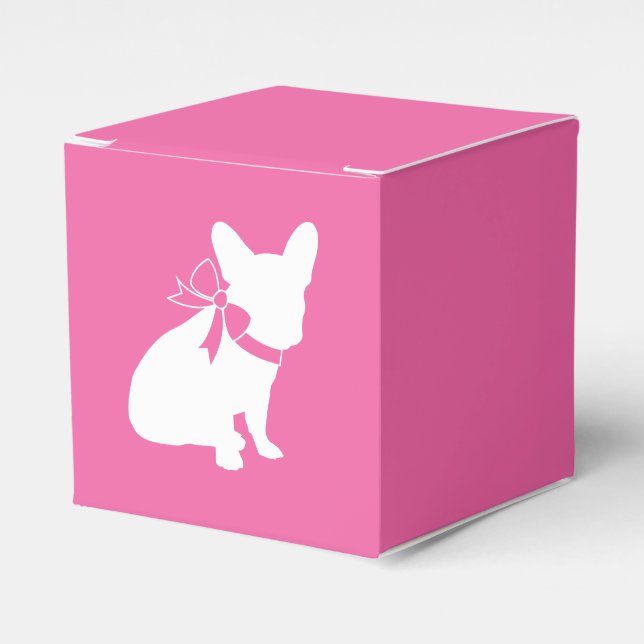 Frenchie Baby Shower French Bulldog Pink Favor Box (Front Side)